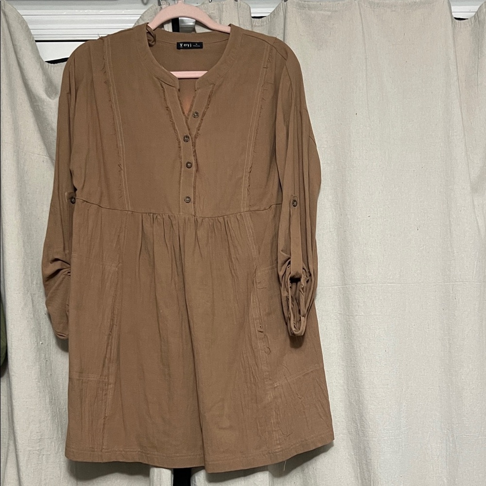 Brown Button-Up Fall Tunic